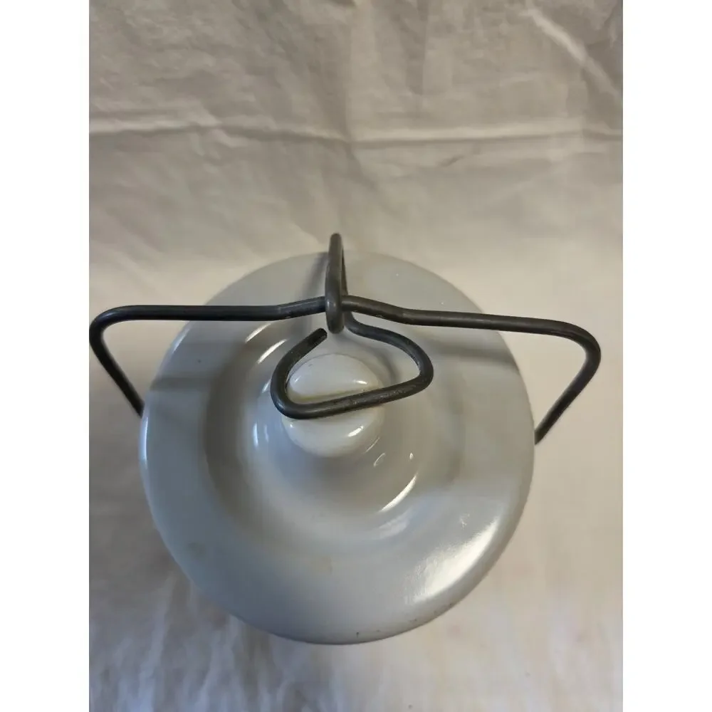 Vintage Butter Cheese Crock with Locking Wire Bail Lid Glaze Jar 4
